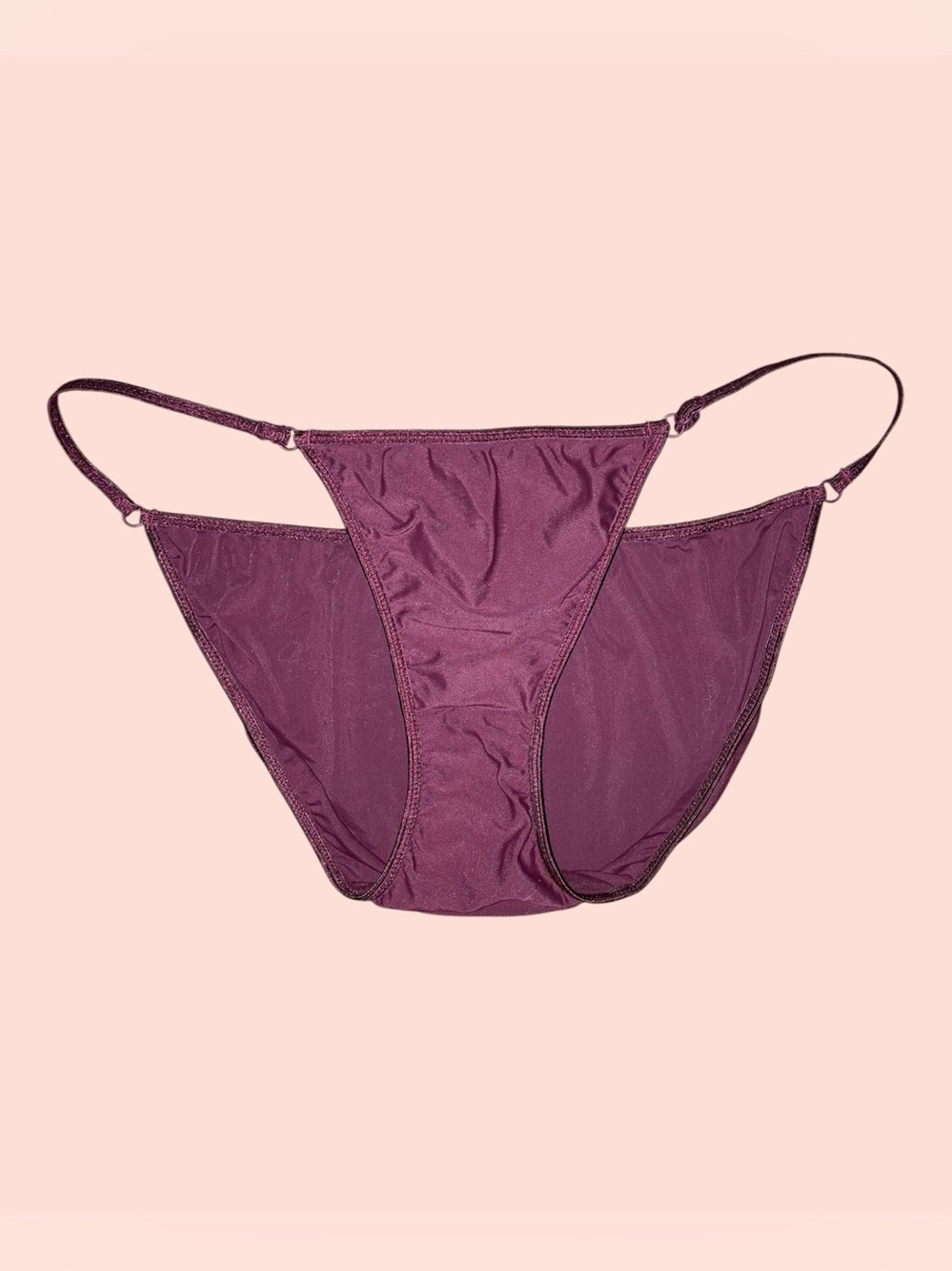 Maroon Satin String Bikini Panty